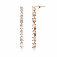 Dkeniz OhrhäNger Ohrstecker 925 Sterling Silber Vergoldet Rose Zirkonia Weiß Neu