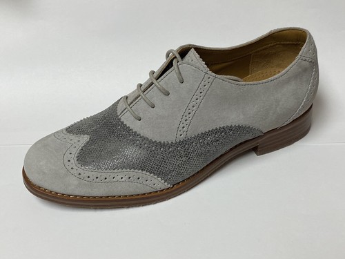 Grey Wingtip Shoes Womens Lace Up 