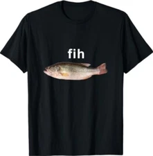 “Fih” Funny Misspelled Fish Meme, Simple Humor T-Shirt