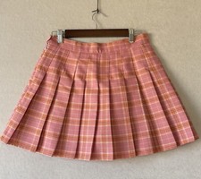 Pink Pleated Plaid Schoolgirl Academia Skirt Juniors -- Size Medium 29" Waist