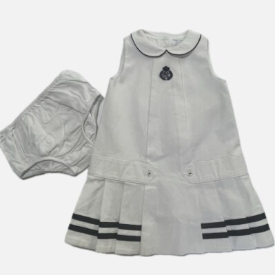 Ralph Lauren Baby Girls' Tennis Dress White Pleated Size 9M Retail $125