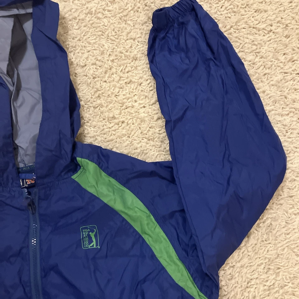 Chaqueta cortavientos vintage PGA Tour azul verde bolsa cremallera logotipo de golf para mujer grande” Foto 4 de 4