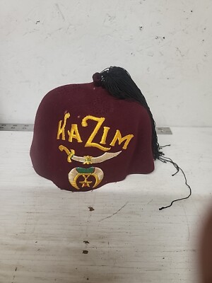 IHLING BROS EVERARD MASONIC SHRINERS KAZIM FEZ HAT Red Kalamazoo Michigan MI
