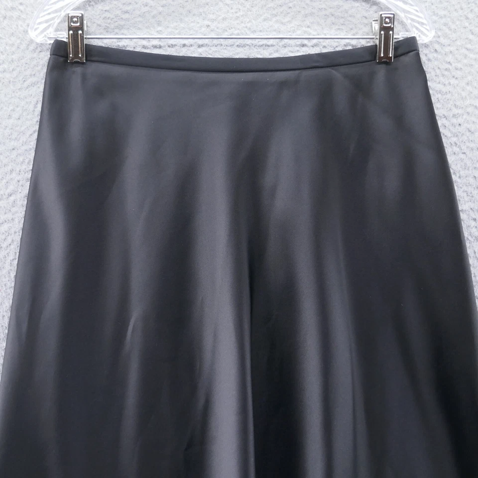 Falda satinada Alex Evenings para mujer hasta la rodilla mediana negra línea A cremallera trasera * Foto 2 de 4