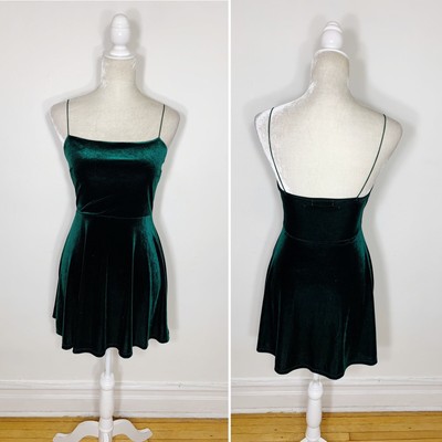 green velvet spaghetti strap dress