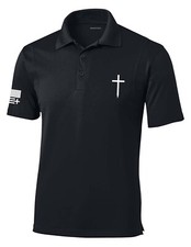 Trenz Shirt Company Mens Christian Polo Embroidered Cross Golf Polo