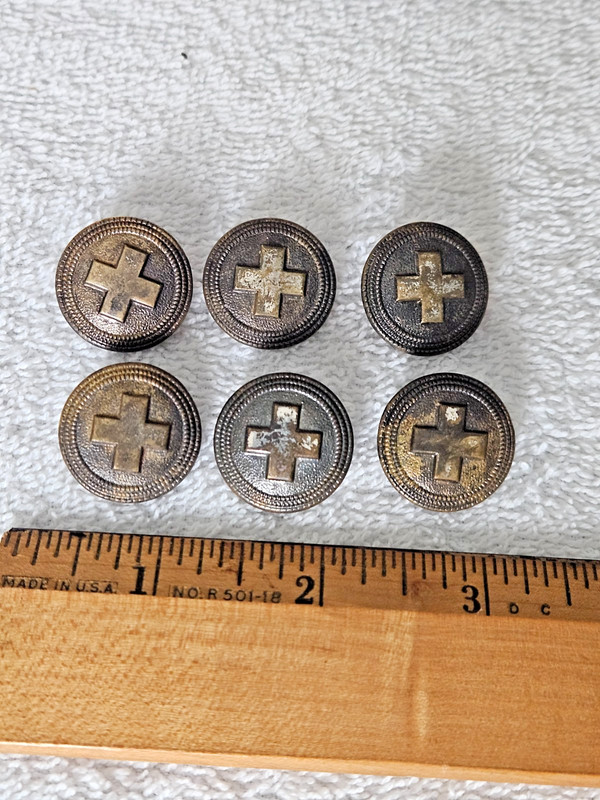 Vintage WW2 Era American Red Cross Uniform Buttons - Lot of 6