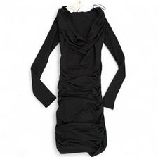 Zara Black long sleeve  dress with cowl neck and ruching in size small NWT