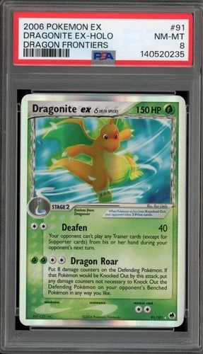 Pokemon Dragonite ex EX Dragon Frontiers Holo Ultra Rare #91 PSA 8