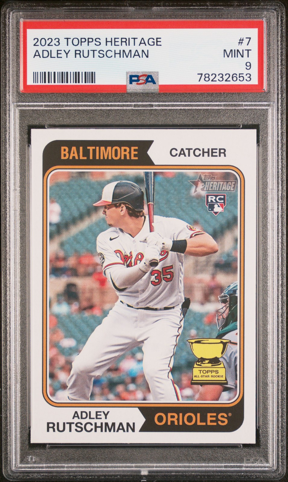 2023 TOPPS HERITAGE #7 ADLEY RUTSCHMAN ROOKIE RC PSA 9