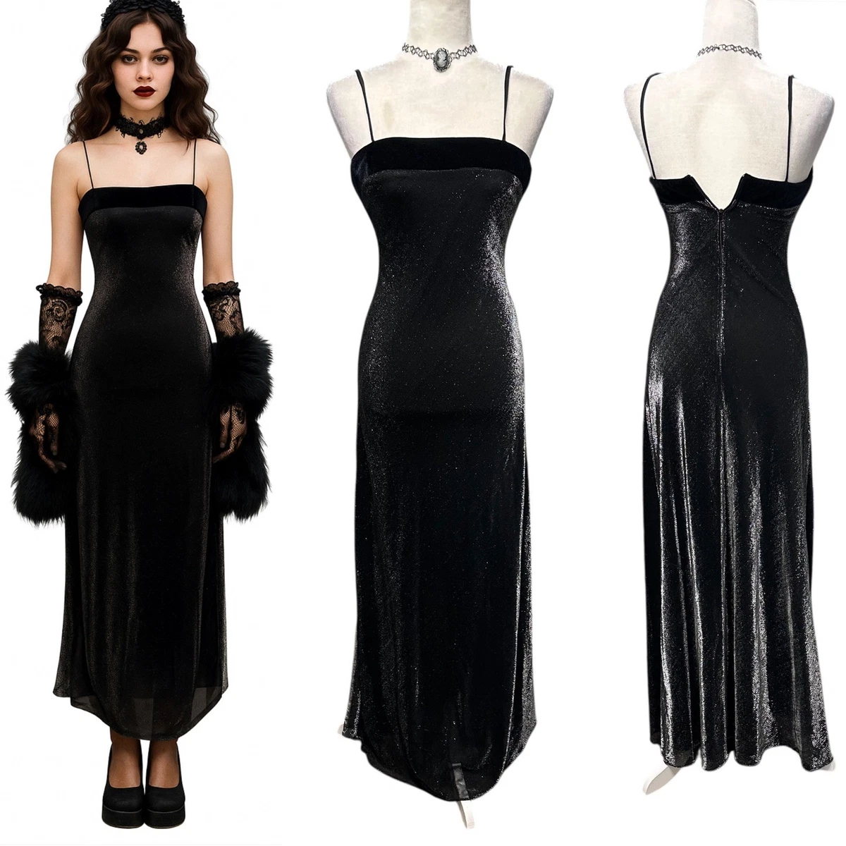 fiesta brand formal dresses Sleeveless Spaghetti Strap Long Dress – Boho A-Line Mid-Calf Dress in Black | Women's Boho Fashion | L main image 0