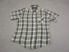 True Vintage Sears Shirt Mens Extra Large XL Blue Plaid Disco Leisure 60s 70s