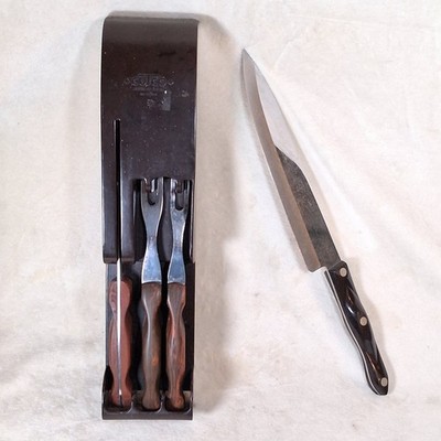 Vintage CUTCO Bundle 1026 1027 Turning Carving Forks 22 1725 Knives Brown Swirl