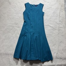 Lands End Dress Womens 2 Teal Fit Flare Sleeveless Ponte Sheath Career Work