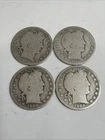 4 Coin Lot, Mixed Dates, Barber Half Dollars, 90% Circulated, Troy Oz 1.44 Lot 1