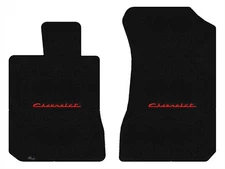 Lloyd Velourtex Front Carpet Mats for '58 Chevy Bel Air w/Red on Black Chevy