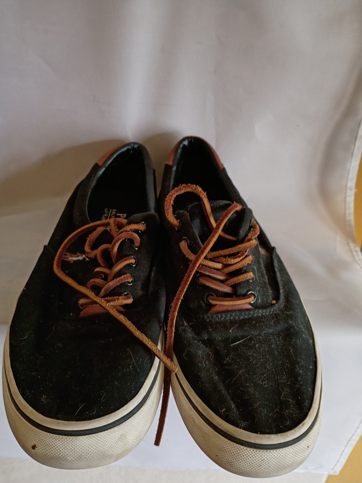 Polo Ralph Lauren Thornton Uomo Nero Tela Sneakers Carne Pony Preppy Barca...