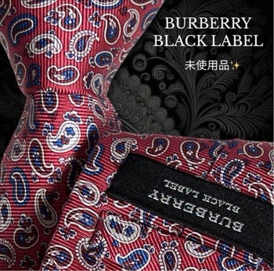 BURBERRY BLACK LABEL Tie Red Paisley Pattern All Over