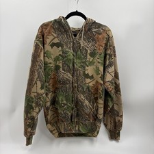 Vintage Jerzees Outdoors Realtree Camo Zip Up Hoodie Mens Medium Made in USA