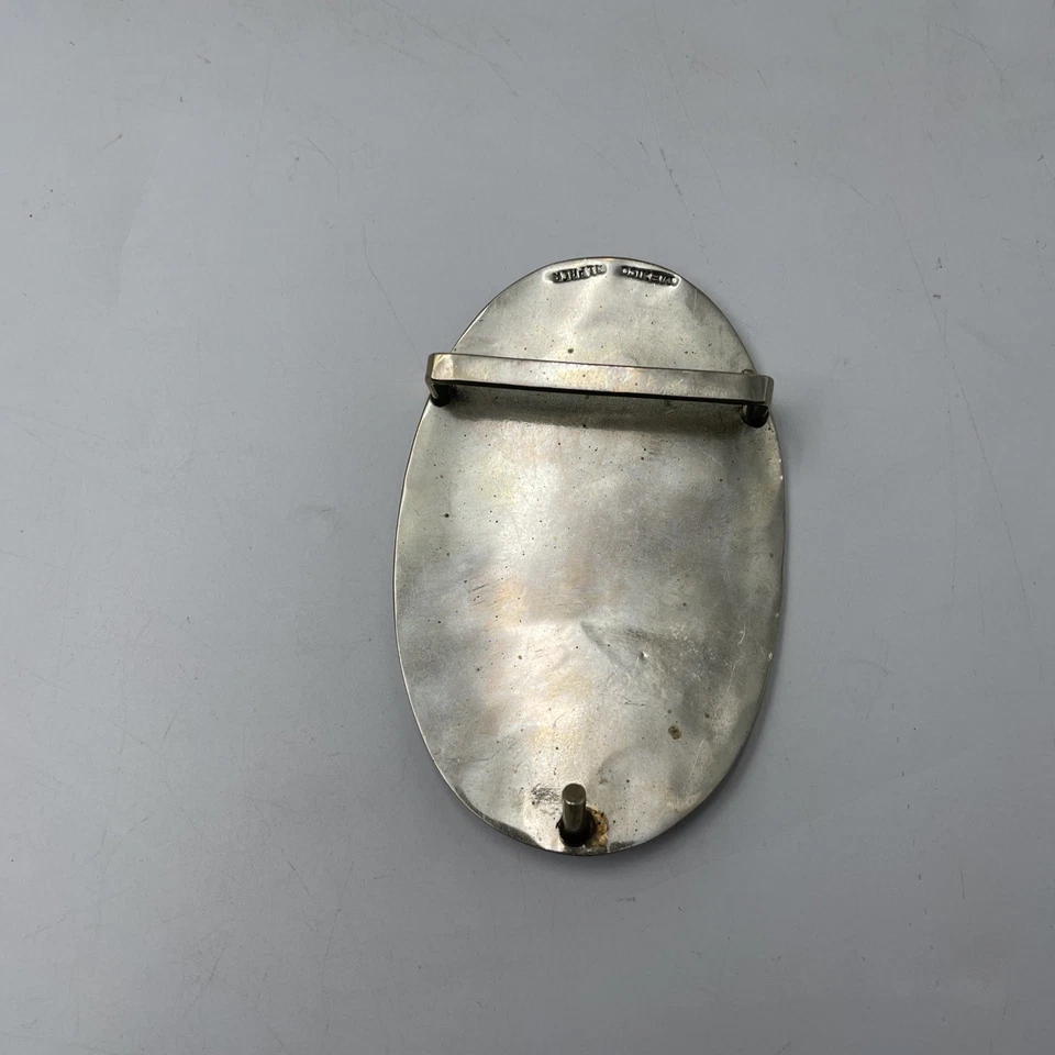 VTG Alpaca Silver Belt Buckle Horse Design w/ Crushed Turquoise? Inlays 3.25" - Image 3 of 4