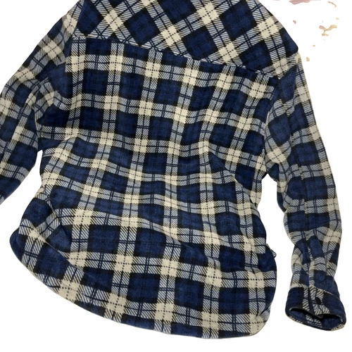 NWT Members Mark Fleece Sherpa Shacket Jacket Plaid Blue Workwear Pockets 2XL image 6