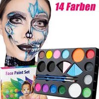 Halloween Schminke Set - 14 Ungiftige Farben FüR Kinder Bei Karneval & Fasching.