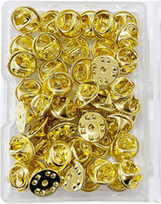 Brass Clutch Badge Insignia Clutches Pin Backs Replacement Gold, 50 Pieces