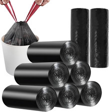 8 Gallon Trash Bags 120 Count Drawstring Black Heavy Duty Garbage