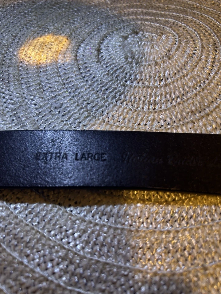 "Cinturón negro de cuero con brida italiana Nine West con hebilla de latón macizo XL 40""" Foto 3 de 4