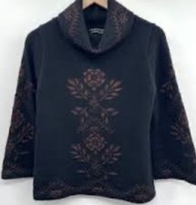 Vintage Peruvian Connection Alpaca Intarsia Folkloric Cowl Neck Sweater S