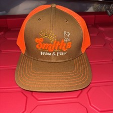 Smiths Farm  Feed Snapback Mesh Cap America Neon Orange Brown NWT