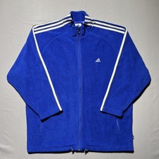 Vintage Adidas Jacket Mens Large Fleece Three Stripes Full Zip 90s 614617