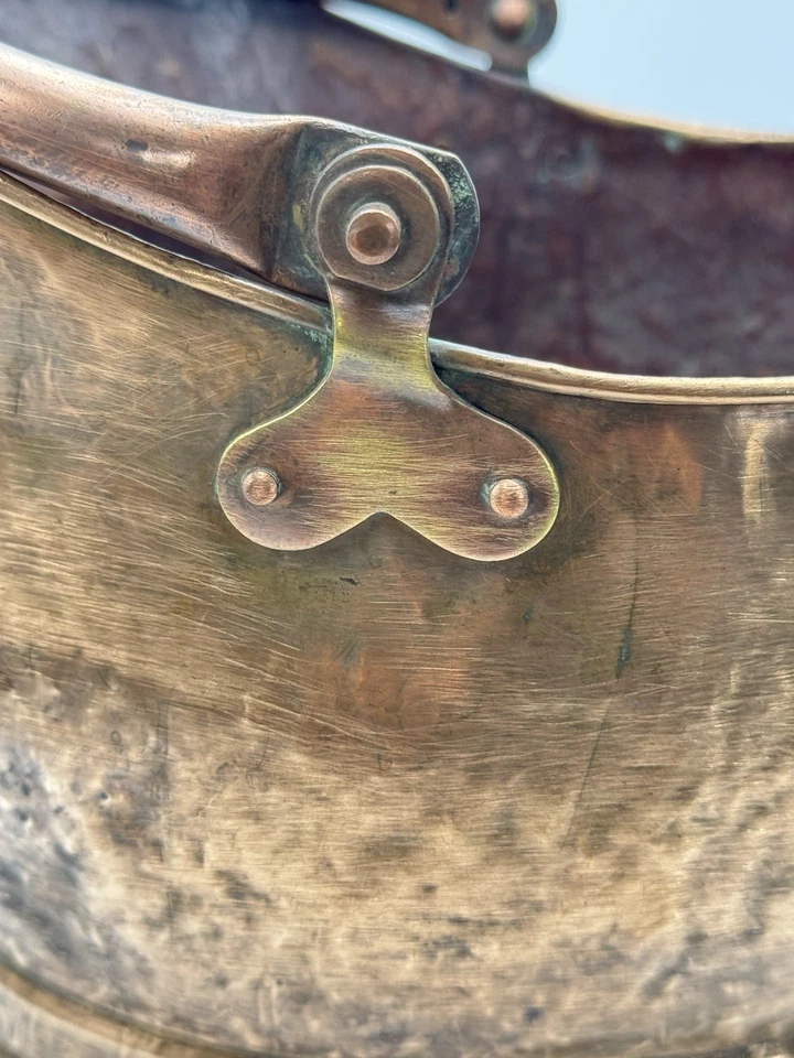 Медный угольный челнок в антикварном стиле АНГЛИЙСКИЙ камин ведро с ручкой 15 дюймов - Изображение 4 из 4