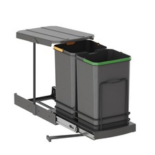 FittingsCo Pull Out Under Sink Waste Bin, 12L + 12L Capacity, (Anthracite)