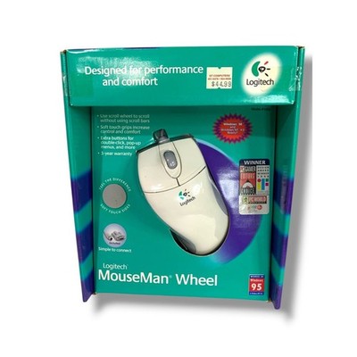 Vintage Logitech MouseMan Wheel New Retro Windows 95 & Windows NT 4.0