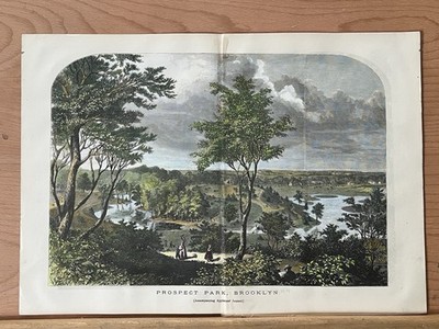1870 PROSPECT PARK BROOKLYN APPLETONS   JOURNAL HAND COLORED ENGRAVING ENGRAVING