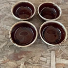 Four Vtg Brown Drip USA Pottery 5” Fruit Nut Desert Bowls