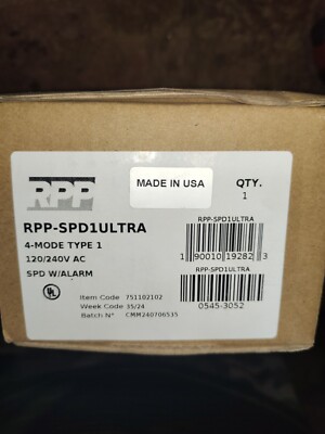 RPP USA RPP SPD1 ULTRA 120/240SPD 4 mode Type 1 Spd 120/240Vac SPD ALARM