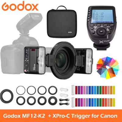 Godox MF12-K2 Macro Flash Speedlight 2.4G Wireless + XPro-C Trigger for Canon