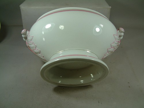 GROSSE ANTIKE WEISSE EISENSTEIN BEDECKT SERVIERSCHALE TERRINE QUALITÄT 13 x 11 x 7" - Bild 12 von 15
