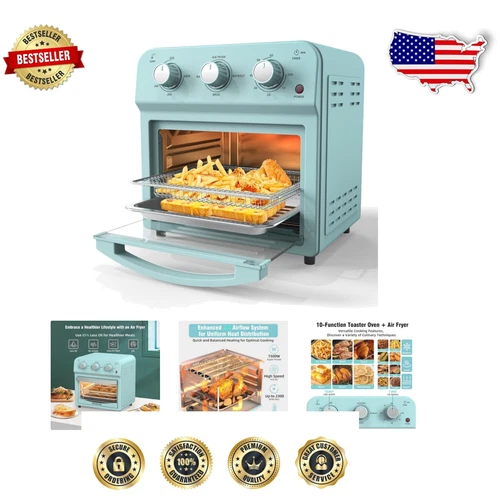 Space-Saving 12L Convection Oven and Air Fryer Combo - Elegant Blue Finish