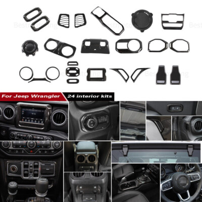24pcs Carbon Fiber Full Set Abdeckung Trim Blenden für Jeep Wrangler JL JT 2018+