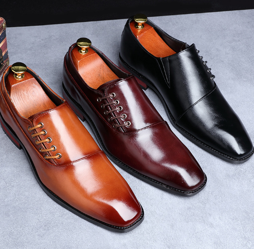 Men Faux Leather Derby Shoes Business 