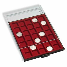 Coin Storage Boxes Drawers Square Slabs XL Red Velvet Quadrum Stackable