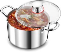 Kochtopf 20Cm Induktion 3-Lagen Edelstahl Glasdeckel 3,3L