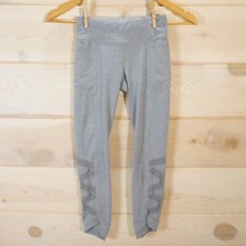 Athleta Girl Sz M 8-10 Tight Leggings Gray w/ Pockets Mesh Cutouts
