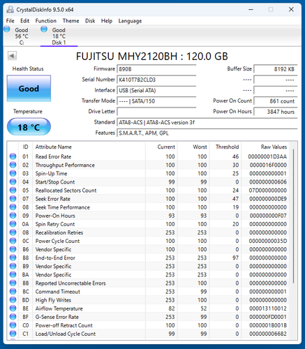 FUJITSU MHY2120BH CA06889-B30500C1 - 2.5" 120GB SATA Hard Drive - Picture 5 of 5