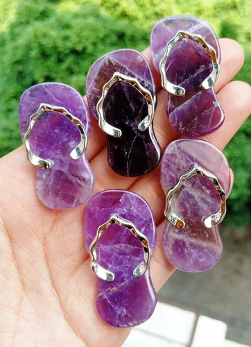 NEW BALANCE 5pz Ciondoli Infradito Pietra Ametista Chakra Reiki Guarigione Amuleto Energia