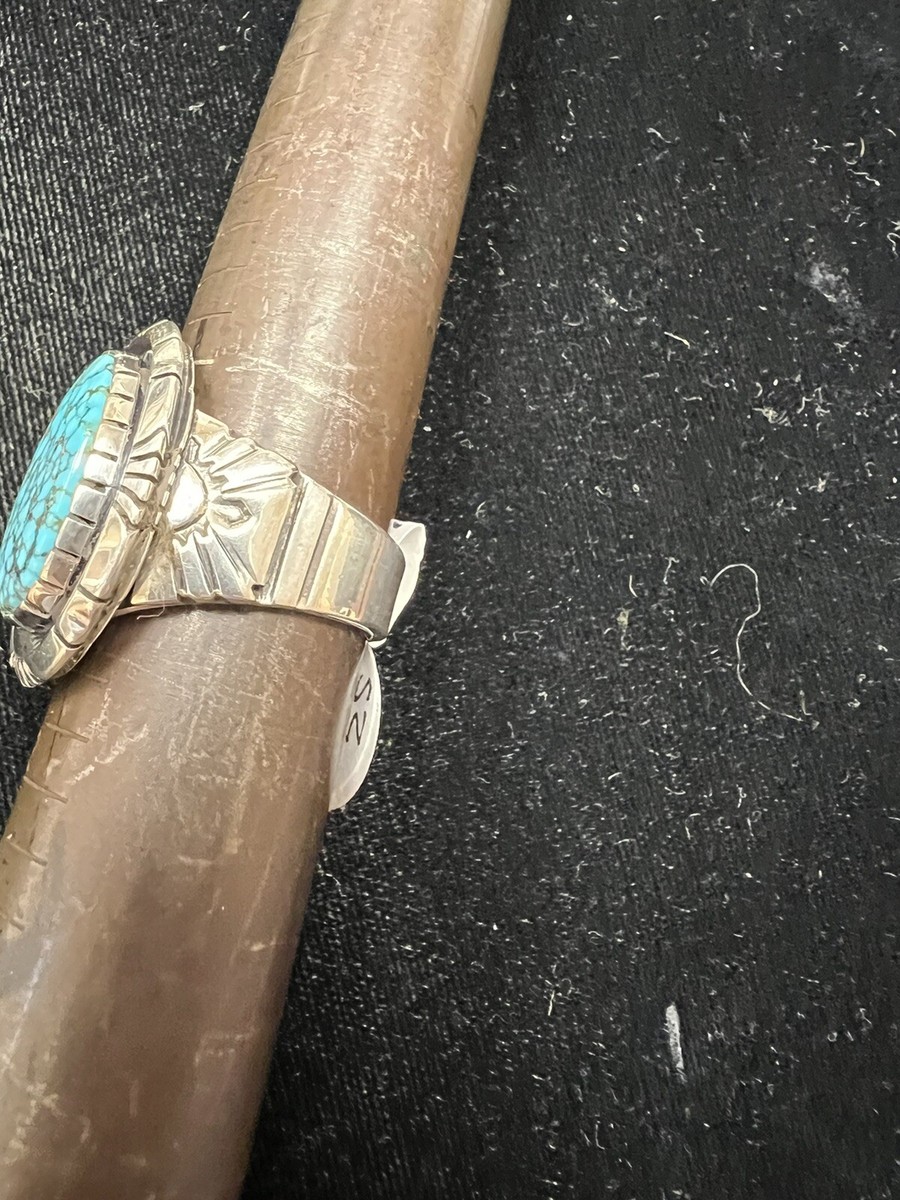 Navajo Kevin Ramone Kingman Turquoise Ring Size 11 Sterling Silver