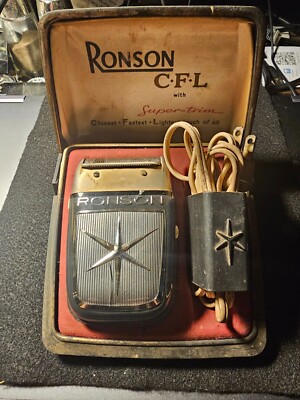 Vintage Ronson CFL Super Trim Electric Razor Original Case & Cord Tested Works